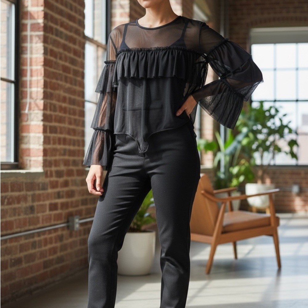 Amanda Uprichard Black Straight Leg Jumpsuit